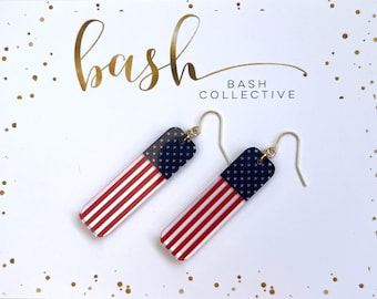 American Flag earrings/ Patriotic Earrings / USA earrings / 4th of July / Memorial Day / Veterans Day / patriotic flair