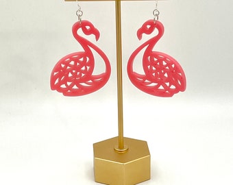 Pink Flamingo Dangle Earrings, Flamingo Earrings, Whimsical Fun Earrings, Retro Earrings