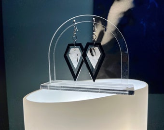 Suspended Diamond Acrylic Earrings/laser cut/handmade