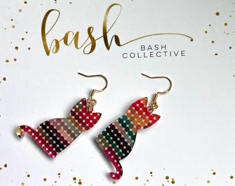 Pixelated Cat Profile Earrings / Cat Acrylic Earrings / Cat Mom / Cat Lovers