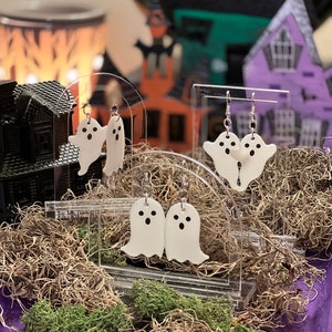 Ghost Earrings / 3D Printed / Glow in the Dark