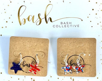 Star Earrings/ American Flag earrings/ Patriotic Earrings / USA earrings