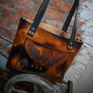 Bolso de cuero hecho de piel de becerro italiana de primera calidad en estilo vintage - bolso de cuero, bolso tote, shopper, boho, bolso, bolso - único ¡NUEVO!