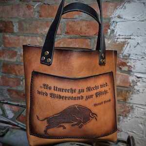 Bolso de cuero hecho de piel de becerro italiana de primera calidad en estilo vintage - bolso de cuero, bolso tote, shopper, boho, bolso, bolso - único ¡NUEVO!