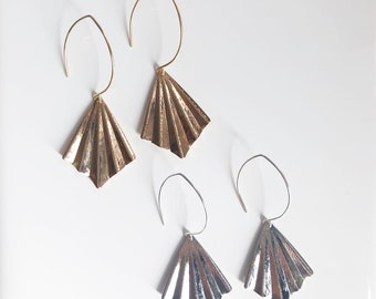 Shiny Brass Art Deco Geometric Earrings