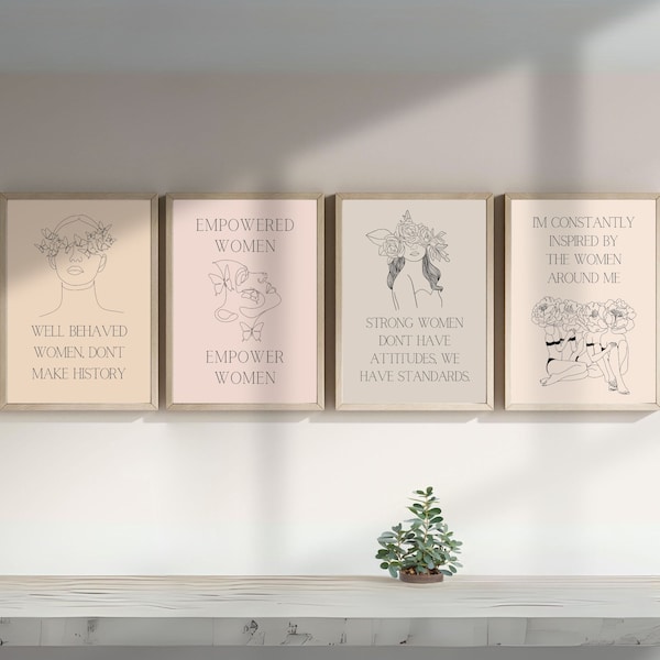 Feminist Art Women Empowerment Social Justice Girl Power Women Quotes Self Esteem Self Confidence Gallery Wall Art Bundle Set of 4 Prints