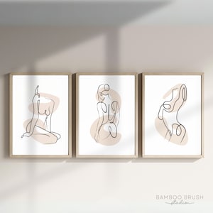 Abstract Female Figure Line Art Set of 3, Naked Woman Line Art, Female Body Poster, Minimalist Home Decor, Modern Abstract Prints, BD028