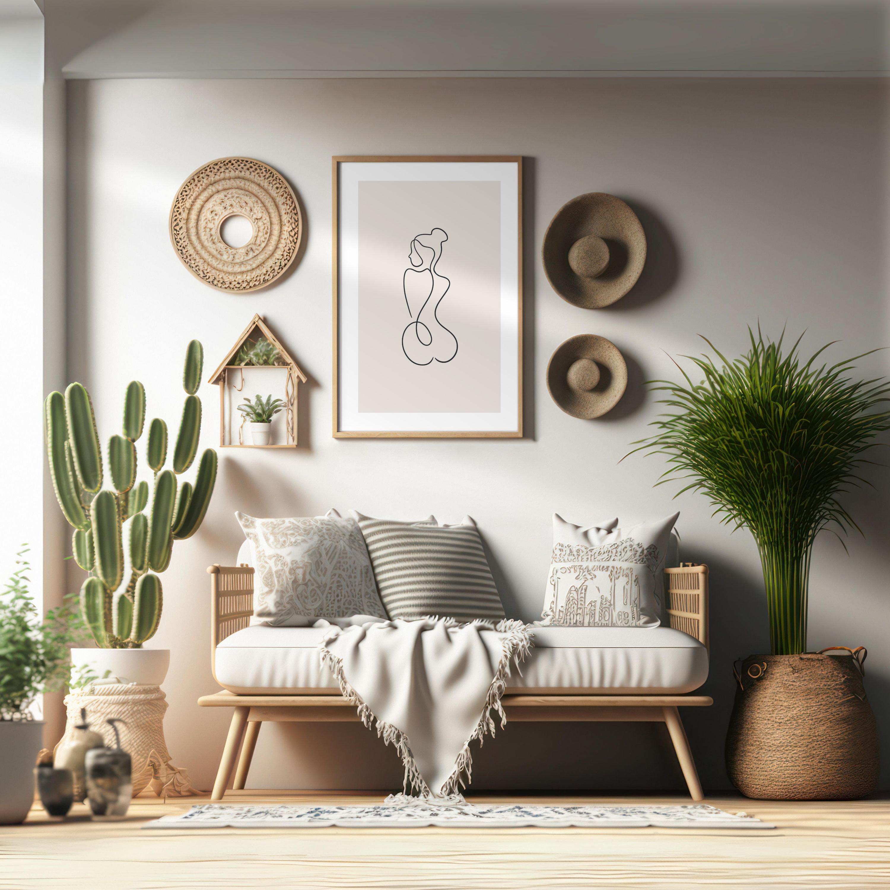 Minimalist Naked Women Line Art, Neutral Modern Home Decor, Female Body Outline Poster, Nude