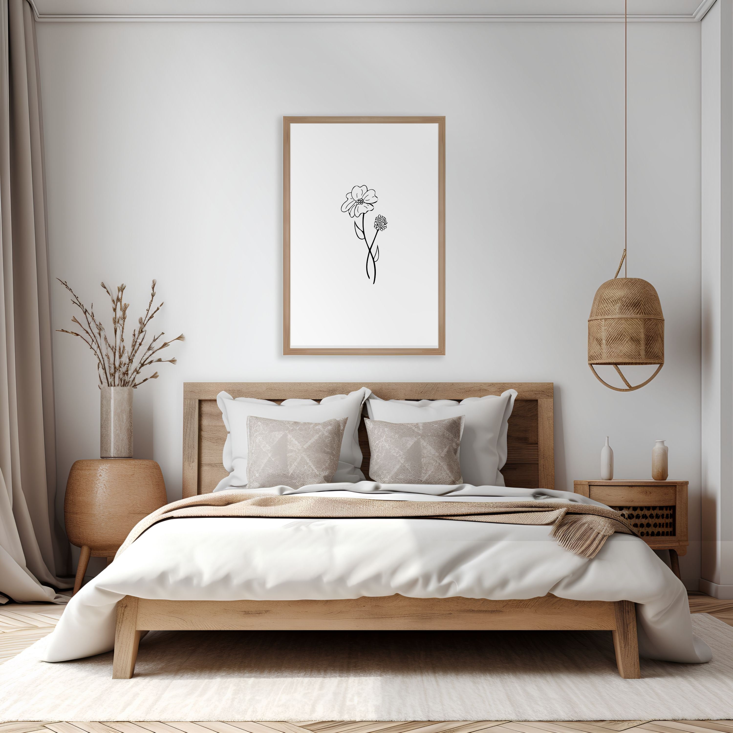 Minimalist Flower Line Art Print Set of 3, Floral Modern Wall Decor ...