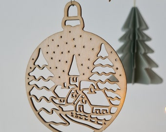 Décorations d'arbre de Noël en bois | Pendentif sapin de Noël | Décoration de Noël | boule de Noel