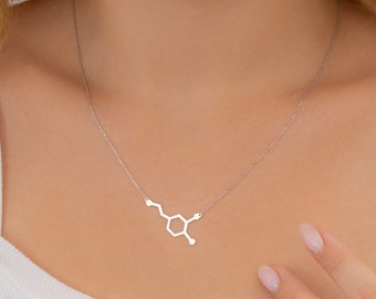 Dopamine Molecule Necklace, Silver Dopamine Pendant, Chemistry Necklace, Motivation Necklace, Science Jewelry, Christmas Gift for Her