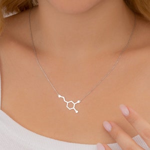 Dopamine Molecule Necklace, Silver Dopamine Pendant, Chemistry Necklace, Motivation Necklace, Science Jewelry, Christmas Gift for Her