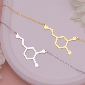925 Sterling Silver Serotonin Molecule Necklace, Dopamine Molecule Necklace, Molecular Jewelry, Serotonin Molecule Necklace for Women