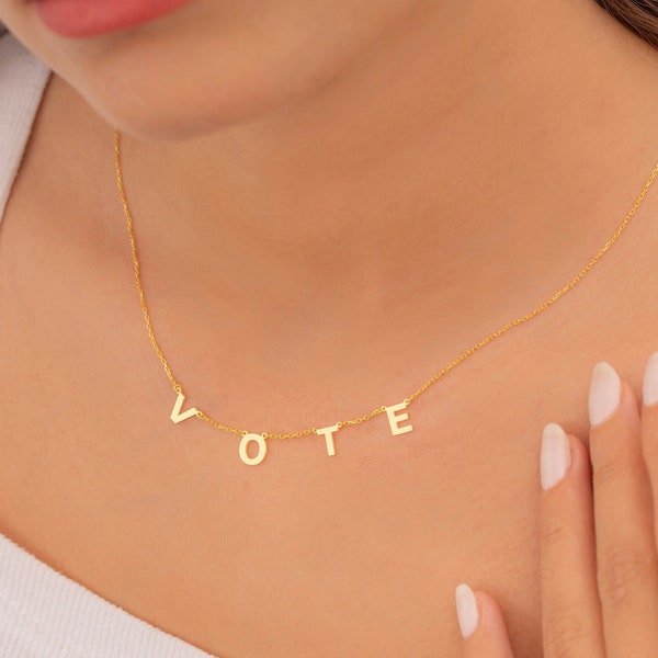 Michelle Obama Vote Necklace, Silver Vote Letter Necklace, Vote Letter Necklace, Spaced Letter Necklace, That Says Vote, Christmas Gift