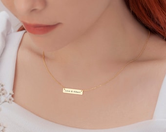 Gold Bar Necklace, Custom Bar Necklace,  Engraved Necklace, Silver Name necklace, Personalized Name Necklace, Personalized Bar Necklace