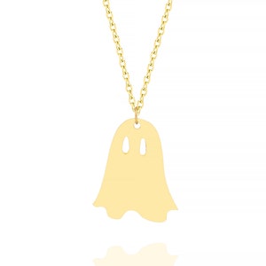 Cute Ghost Necklace, Ghost Necklace, Halloween Necklace, Minimalist Ghost Jewelry, Kids Necklace, Halloween Charm, Halloween Gifts for Women image 2