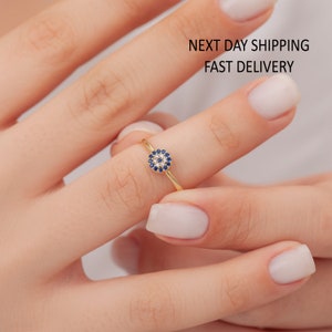 Evil Eye Ring, Blue Evil Eye Ring, Protection Ring From Bad Energy, Lucky Evil Eye Ring, Zirconia Evil Eye Ring, Stackable Ring for Women