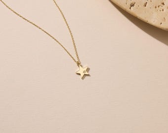 Gold Diamond Star Necklace, Minimalist Star Necklace, Dainty Diamond Star Pendant, Cz Diamond Star Necklace for Women, Christmas Gifts Her
