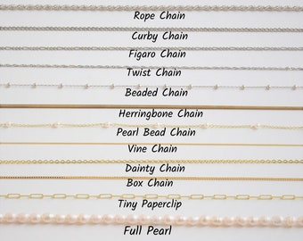 14K Gold Chain Necklace, Herringbone Chain, Figaro Chain, Twist Chain, Dainty Chain, Bead Chain, Curby Chain, Gift for her