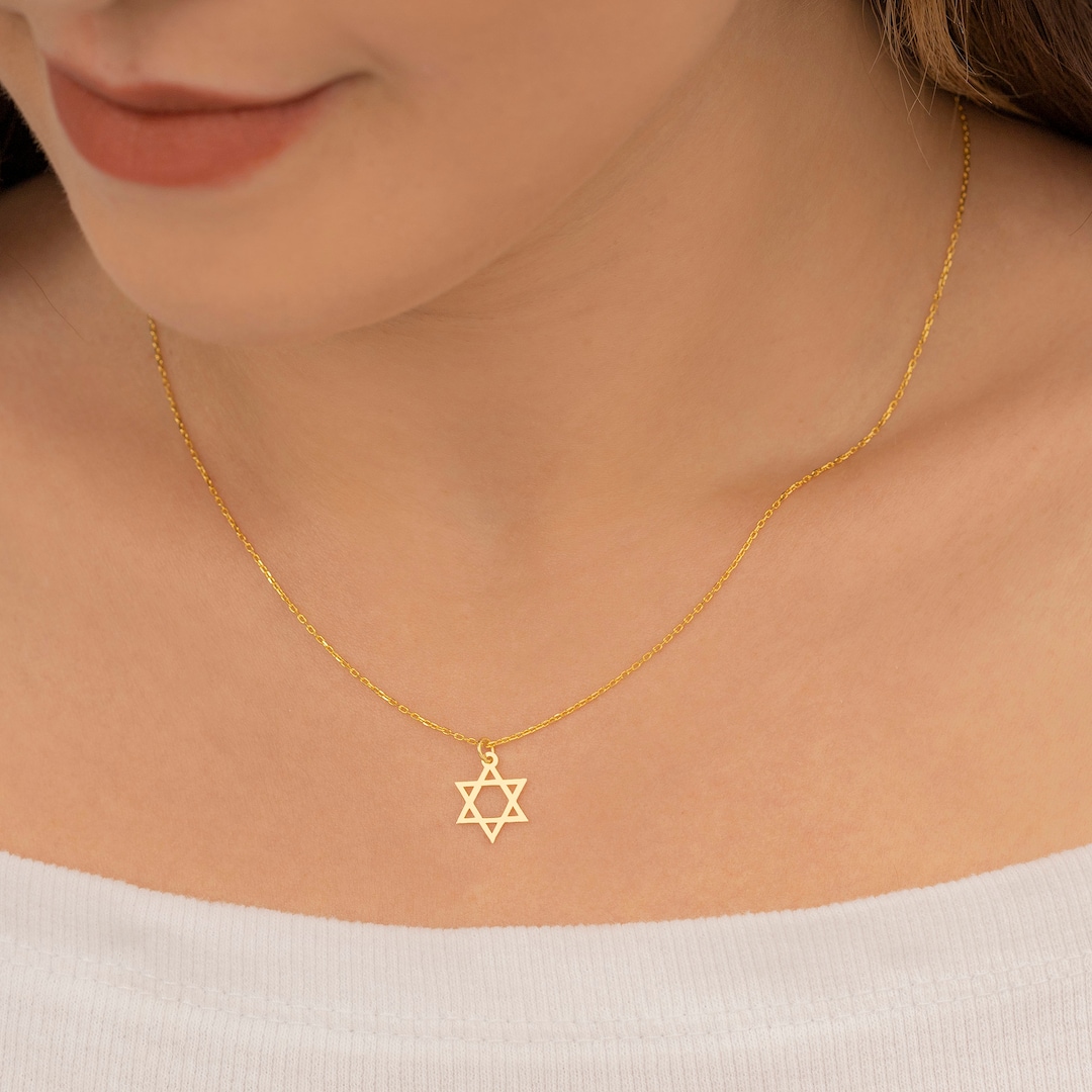 14K Gold Star of David Necklace, Gold David Star Pendant, Jewish Star ...