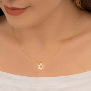 14K Gold Star Of David Necklace, Gold David Star Pendant, Jewish Star Necklace, Magen David Necklace, Star Of David Charm, Christmas Gift