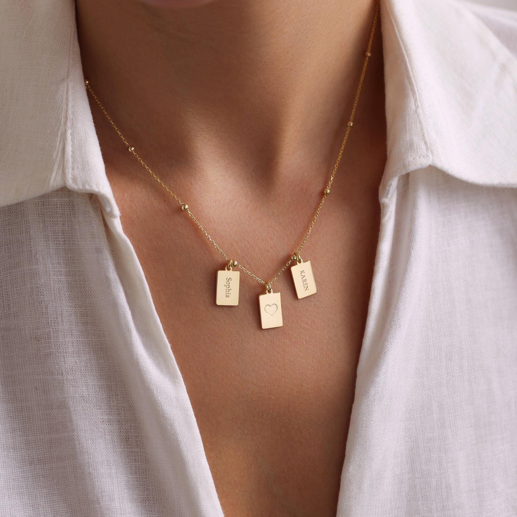Personalized Name Necklace: 14K Gold Initial Pendant, Couple Necklaces ...