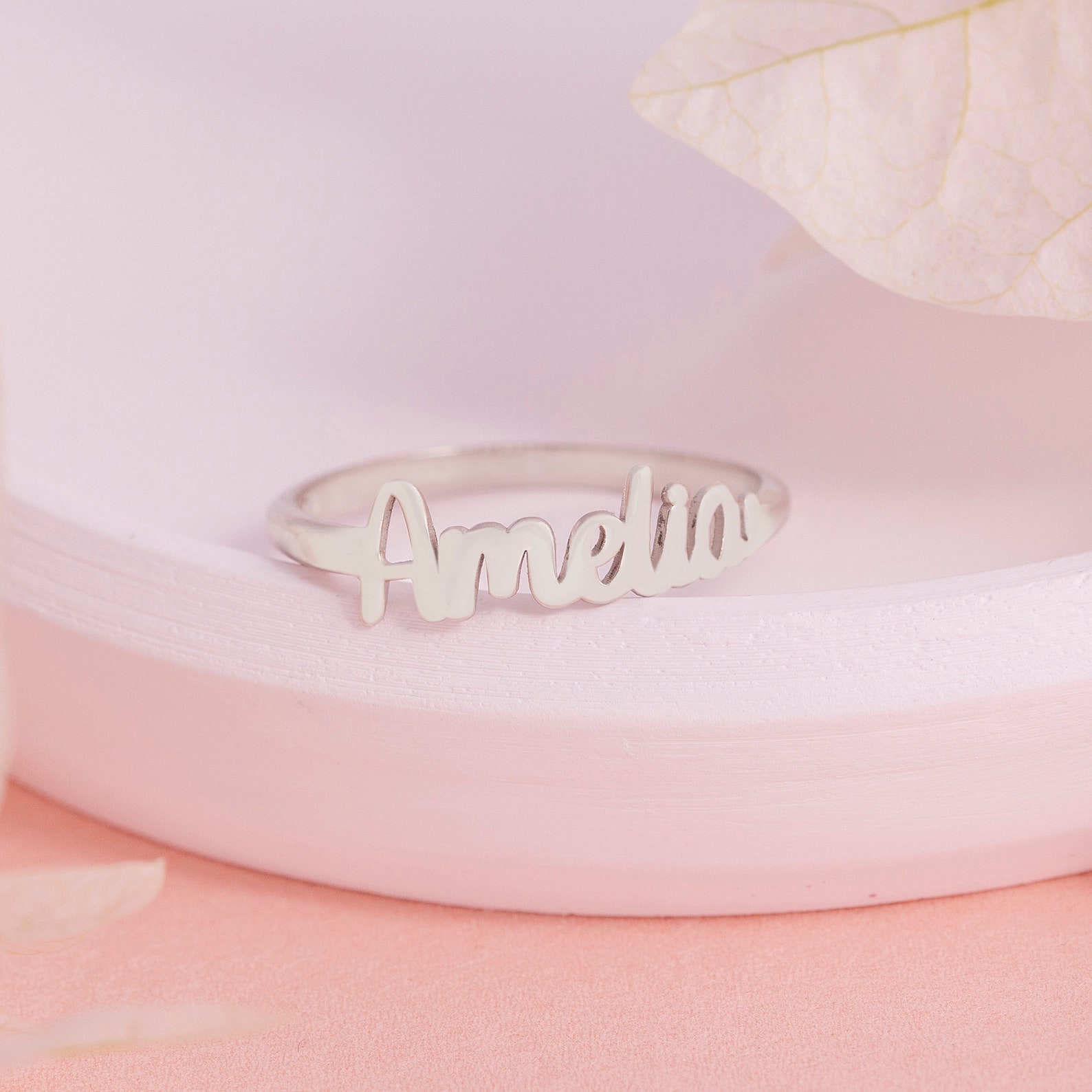 14K Gold Name Ring Personalized Ring Stackable Name Rings Etsy