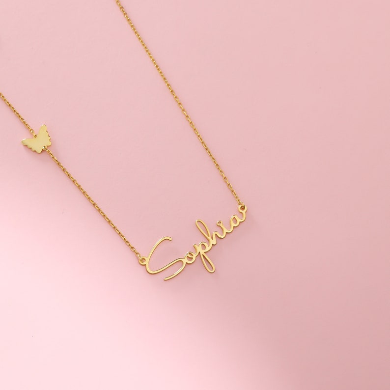 Personalized Kids Name Necklace Kids 14K Gold Custom Girls Birthday
