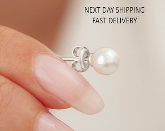 Pearl Earrings, Freshwater Pearl Earrings, Natural Round Pearl Earrings, Bridal Earrings, Round Earrings, Bridesmaid Gift, Gift for Her