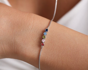 Family Birthstone Bracelet Gifts - Dainty Meaningful Jewelry for Mother - Sisters Matching Bracelets, Personalized Mom Gift, N241