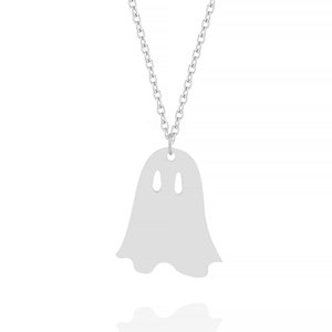 Cute Ghost Necklace, Ghost Necklace, Halloween Necklace, Minimalist Ghost Jewelry, Kids Necklace, Halloween Charm, Halloween Gifts for Women image 8