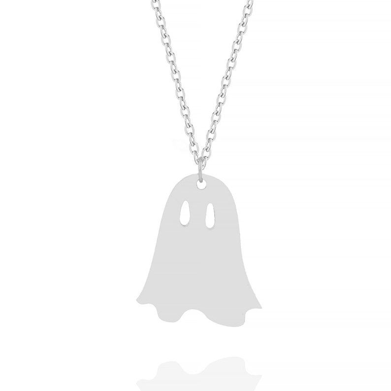 Cute Ghost Necklace, Ghost Necklace, Halloween Necklace, Minimalist Ghost Jewelry, Kids Necklace, Halloween Charm, Halloween Gifts for Women image 8