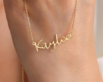 14K Gold Custom Handwritten Name Necklace, Elegant Signature Women Jewelry, Personalized Christmas Jewelry Gifts for Her Mom Wife Grandma