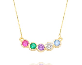 Family Birthstone Necklace, Personalized Birthstone Necklace, Birthstone Gift, Dainty Necklace, Gift For Her, Birthday Gift