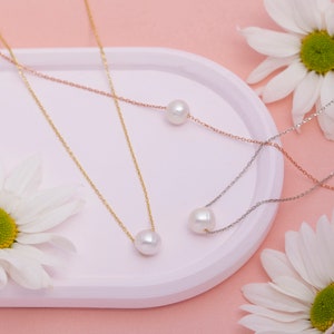 REAL Pearl Necklace, Dainty Pearl Necklace, Single Pearl Necklace, Solitaire Pearl Dainty Necklace, Bridesmaid Necklace, Wedding Necklace