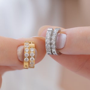 18K Gold Huggie Earrings, Dainty Huggie Hoops, Diamond (CZ) MinimalistEarrings, Gemstone Jewelry, Gifts for Bridemaids, Mom, Her & Women