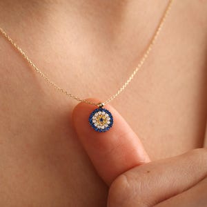 Elegant Evil Eye Protection Necklace: Dainty 14K Real Gold Women Jewelry, Good Luck Pendand, Graduation & Christmas Gifts for Her Daugter