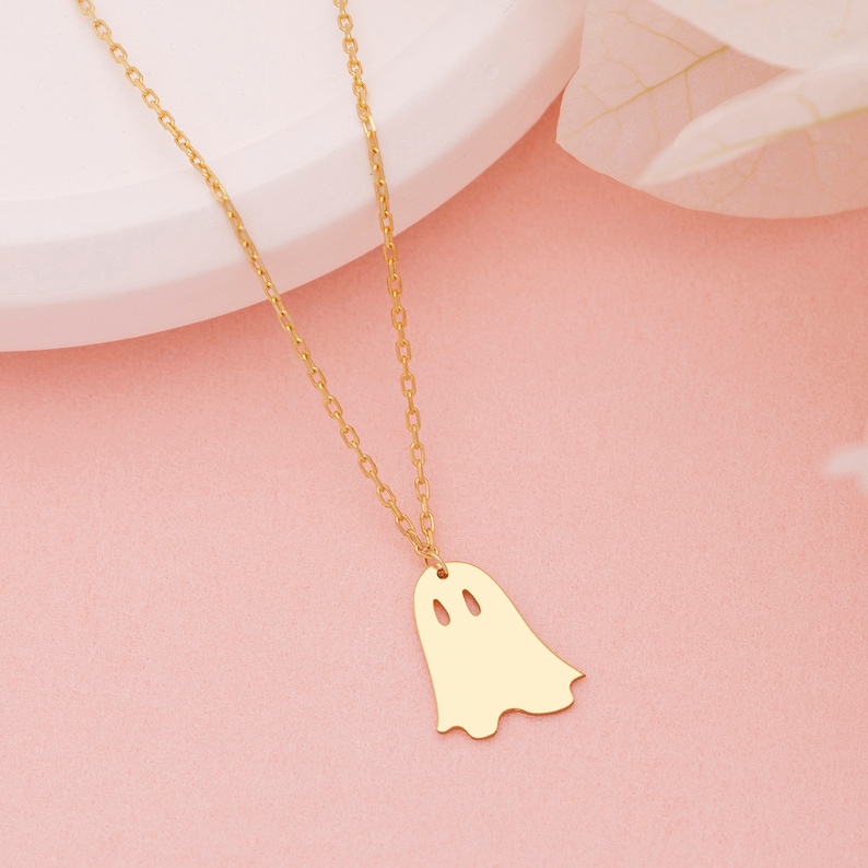 Cute Ghost Necklace, Ghost Necklace, Halloween Necklace, Minimalist Ghost Jewelry, Kids Necklace, Halloween Charm, Halloween Gifts for Women image 5