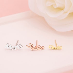 Name Earrings, Personalized Earrings, Stud Earring, Minimalist Earrings, Custom Earrings, Silver Name Earrings, Gift For Women & Girls