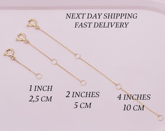 14K Solid Gold Extender Chain, Real Gold Link for Necklace, Rose Gold Adjustable Extension Chain for Bracelet, Solid Rose Gold Extender Link