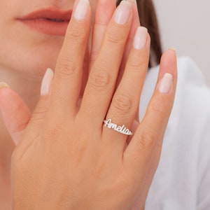 Mother Handwriting Name Ring, Silver Personalized Ring, Unique Personalized Name Ring, New Mom Gift, Delicate Ring for Women