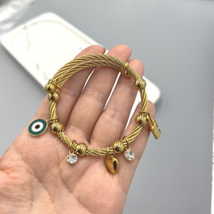 Charm Love Protection Bracelet, Evil Eye Bracelet Jewellery, Adjustable Bracelet, One size Bracelet, Christmas gift for her, Evil Eye