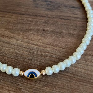 Pearl Necklace, White Pearl Necklace, Statement Necklace, Bead Chain Stacking Necklace, Bridal Necklace, Gift for