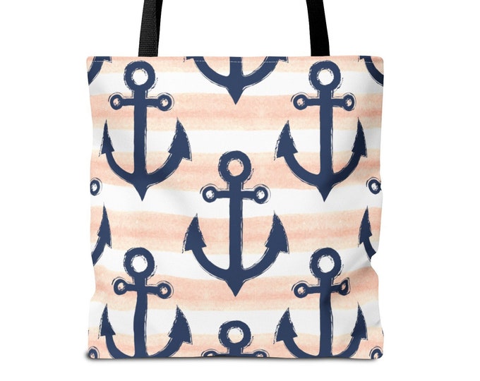Nautical Anchor Tote Bag, Summer Shoulder Bag, Vacation Carry Bag, Gift for Boat Owners