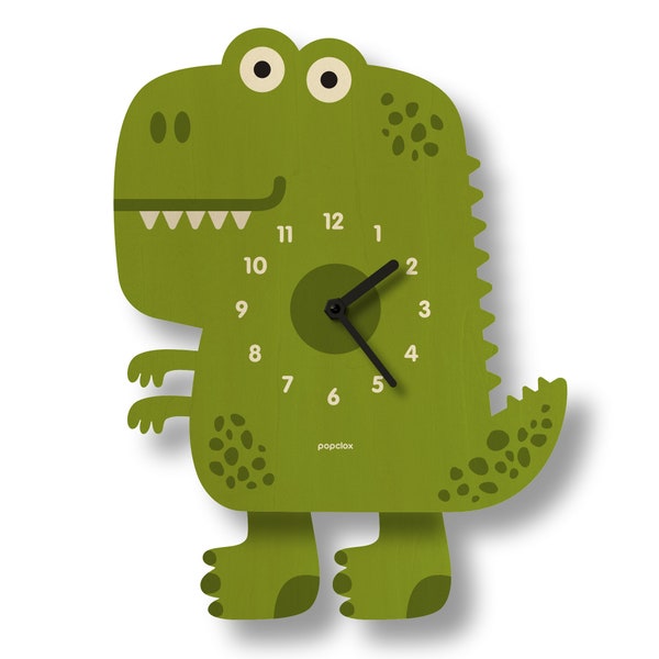 Dinosaur Pendulum Clock - Kids Room Decor - Gift for Newborns - Nursery Decor - Fantasy Theme - Clock for Kids - Prehistoric - Boy's Room