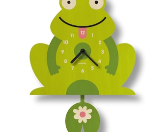 Horloge pendule grenouille - décoration de chambre d'enfant - cadeau pour nouveau-né - décoration de chambre d'enfant - nature - horloge pour enfant - fabriquée aux États-Unis