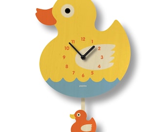 Horloge à pendule canard - Décoration de chambre d'enfants - Animaux de compagnie - Décoration de salle de bain - Horloge silencieuse - Horloge pour enfants - Design mignon - Chambre d'enfant