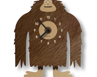 Bigfoot Pendulum Clock - Kids Room Decor - Woodland Nursery Decor - Silent Clock - Clock for All Ages - Made in USA