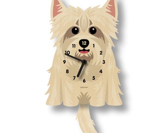 Horloge à pendule Westie - décoration de chambre d'enfant - cadeau pour nouveau-né - cadeau pour les amoureux des chiens - décoration d'animal de compagnie - horloge pour tous les âges - fabriquée aux États-Unis