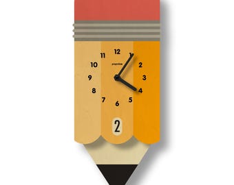 Pendule crayon - Déco pour chambre d'enfant - Déco pour chambre d'enfant - Chambre d'enfant - Horloge pour tous les âges - Horloge de cuisine - Nutrition